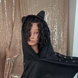 Black Hooded Cape with Cat Ears